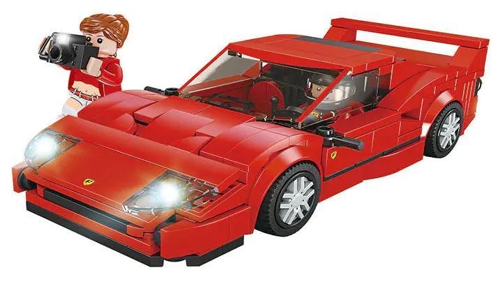 Bộ lắp ghép Forange FC1606 Ferrari F40 màu đỏ, đồ chơi lắp ráp siêu xe tốc độ đỉnh cao cho bé trai 6 tuổi, giá tốt, có minifigure tay đua và nữ nhiếp ảnh gia.