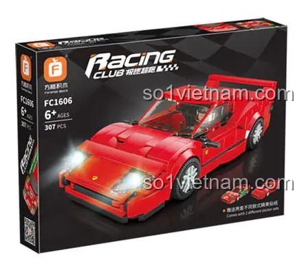 Hộp bộ lắp ghép Forange FC1606 Ferrari F40, đồ chơi mô hình siêu xe tốc độ đỉnh cao, có đèn LED, giá rẻ, phù hợp bé trai 6 tuổi.