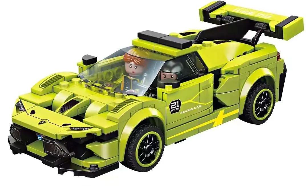 Mô hình xe đua Forange FC1610 màu xanh lá, có đèn LED và âm thanh, 295 chi tiết, 2 minifigures, dành cho bé 6 tuổi