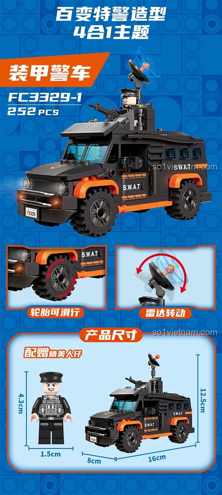 Bộ lắp ghép Forange FC3329-1 Xe Giáp SWAT