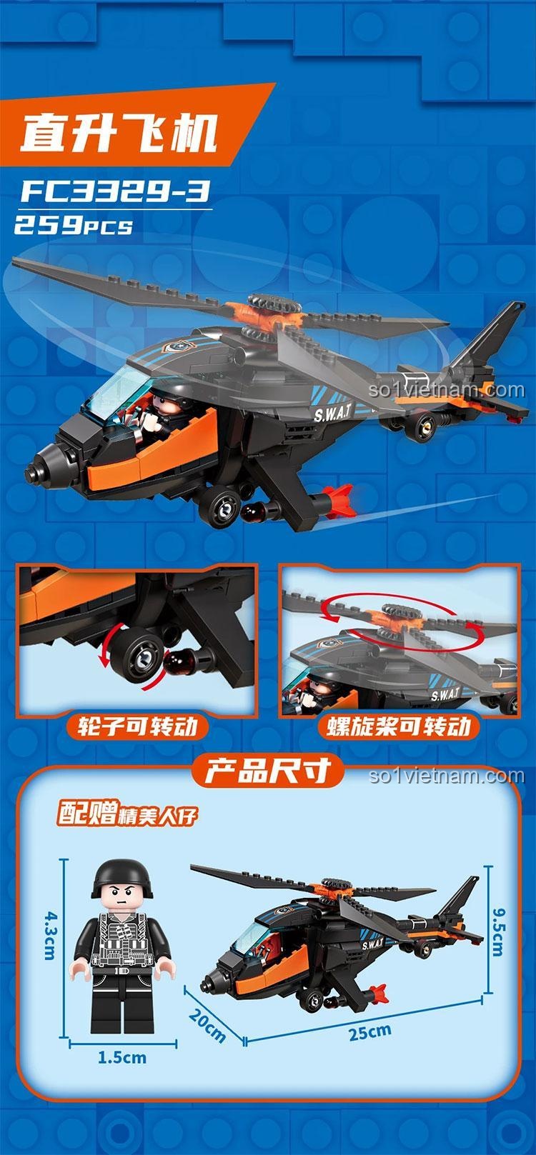 Bộ lắp ghép Forange FC3329-3 Trực Thăng SWAT