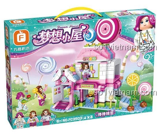 Cận cảnh 3 nhân vật búp bê mini đi kèm trong đồ chơi xếp hình Forange FC3503, món quà tuyệt vời cho con gái.