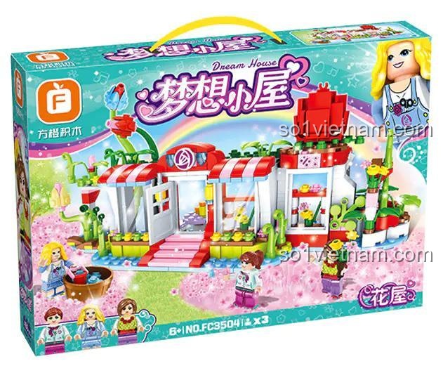 Hộp sản phẩm đồ chơi mô hình Tiệm hoa tươi Forange FC3504, quà tặng giá rẻ hấp dẫn cho bé gái.