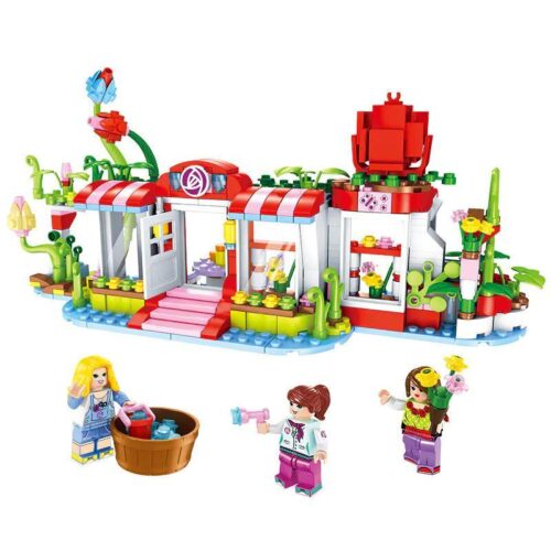 Hình ảnh bộ lắp ghép Cửa hàng hoa Forange FC3504 với 496 chi tiết và 3 minifigures, món đồ chơi sáng tạo cho bé gái 6 tuổi.