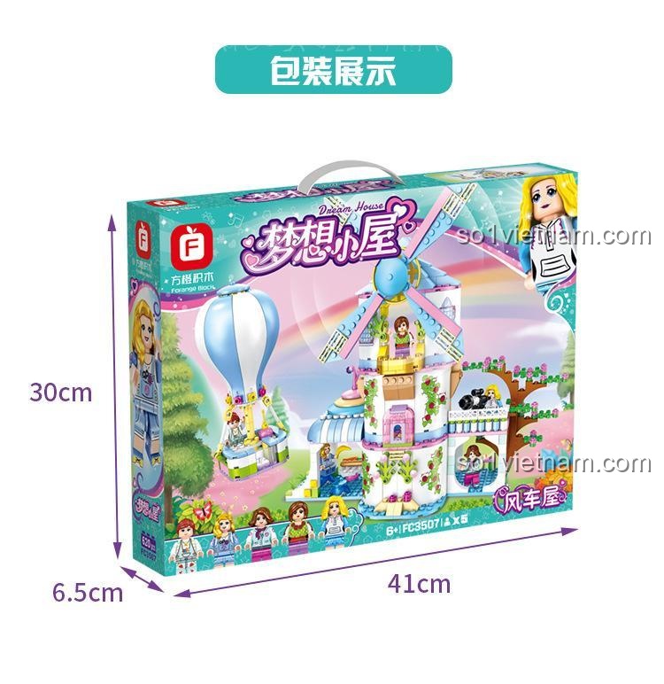 Kích thước hộp đựng của bộ đồ chơi Forange FC3507 là 41x30x6.5 cm, một món quà tặng sang trọng và ấn tượng.