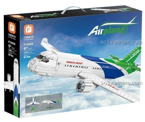 Hộp bộ xếp hình Forange FC6008 Máy bay chở khách, đồ chơi lắp ráp FC6008, giá tiết kiệm cho bé trai 6 tuổi