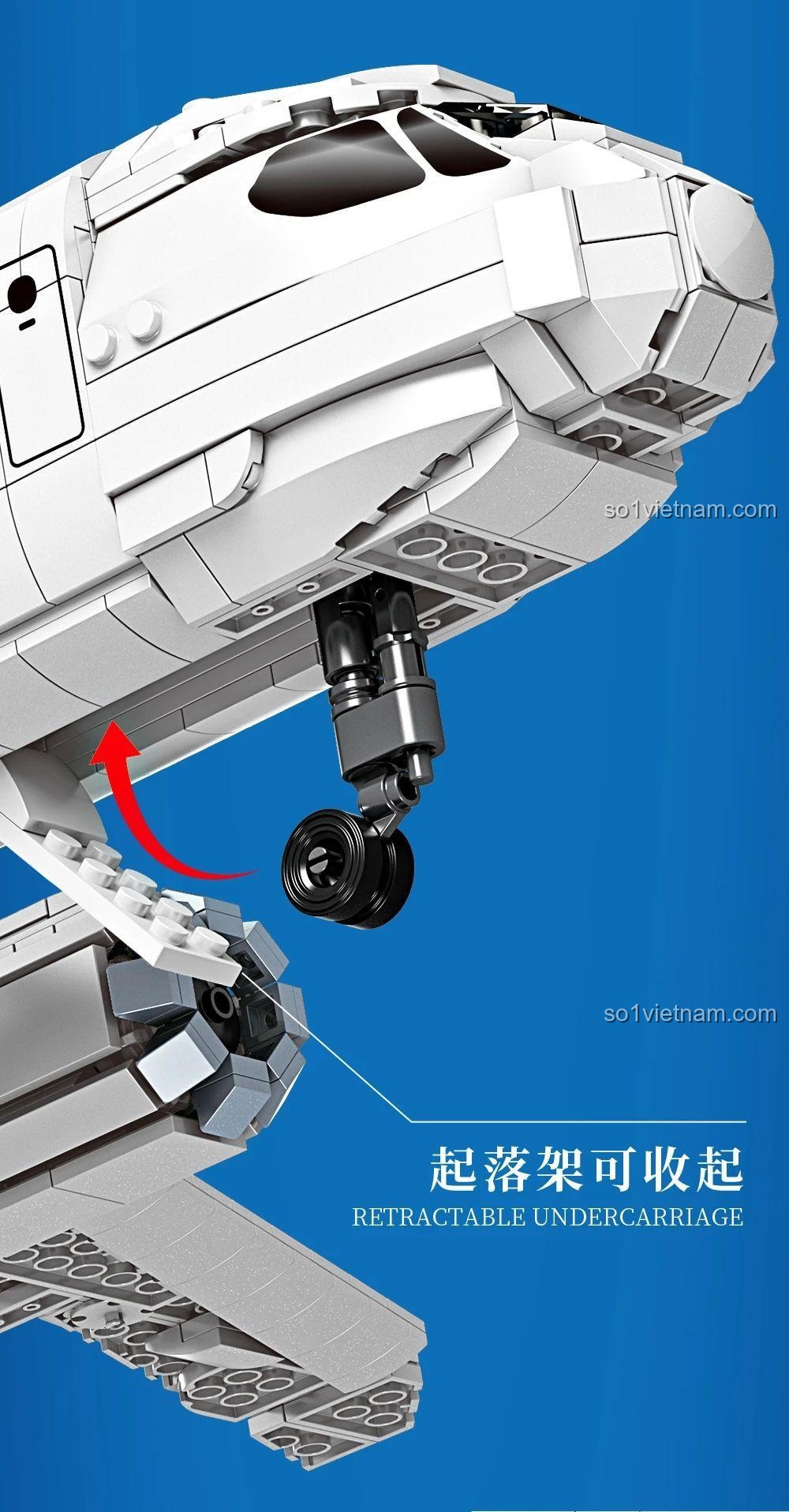 Máy bay chở khách 6008, bộ lắp ghép FC6008, bánh đáp có thể thu gọn, giá tốt cho bé trai 6 tuổi