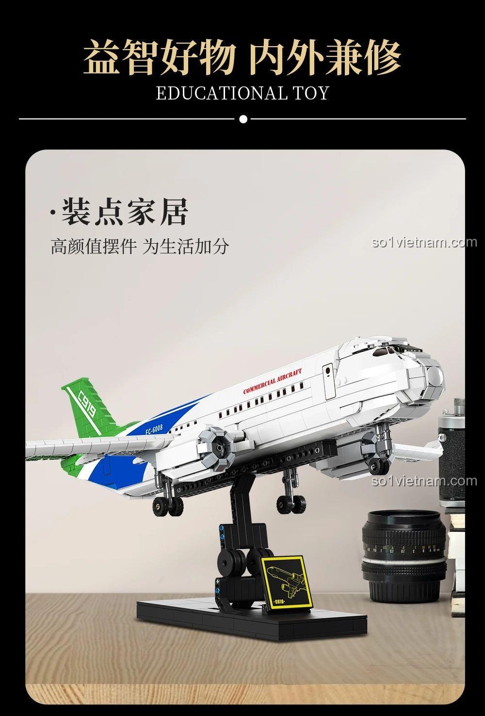 Bộ lắp ghép Máy bay chở khách Forange FC6008, đồ chơi mô hình Mô hình máy bay, đồ chơi giáo dục, giá tốt cho bé trai 6 tuổi