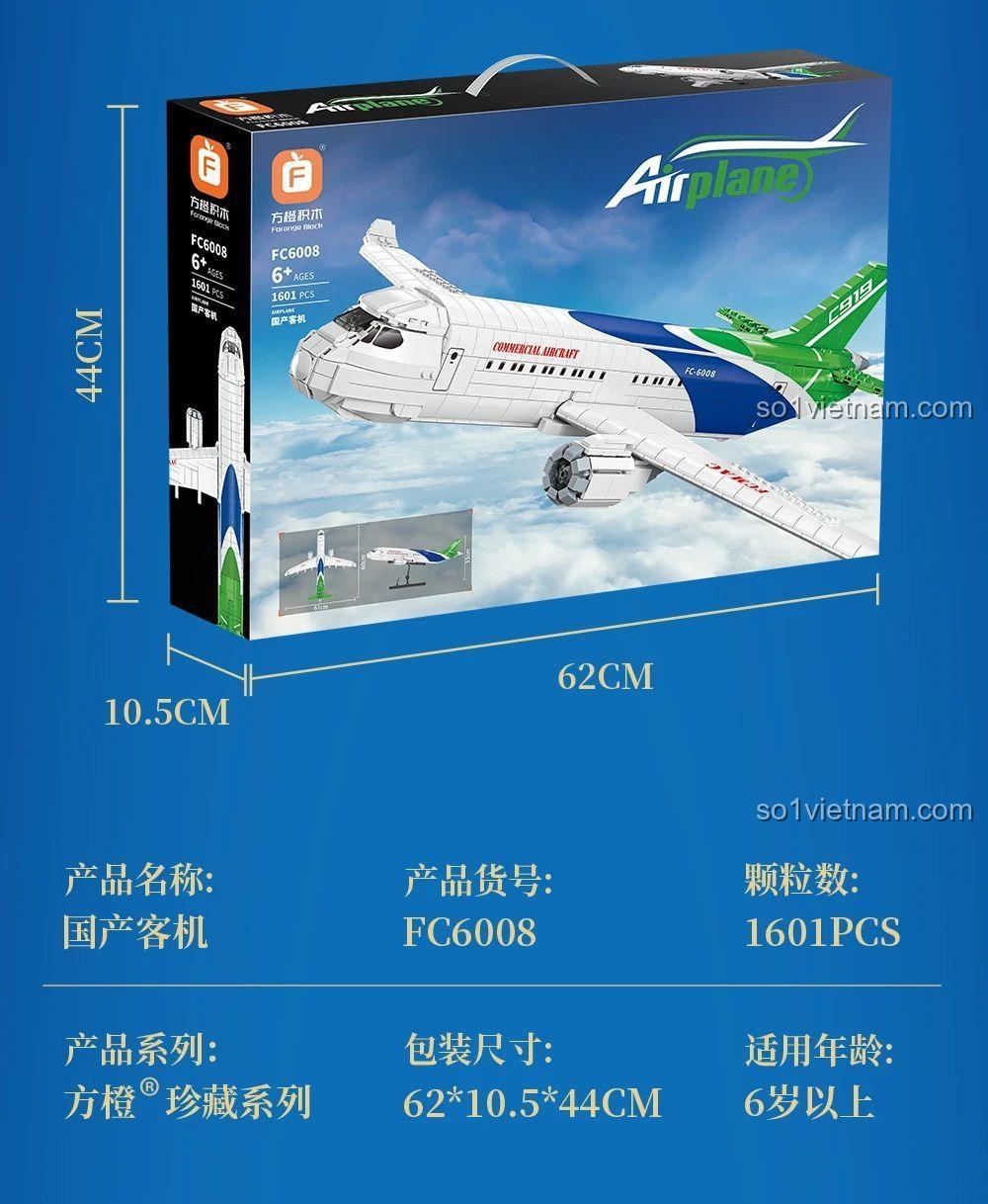 Hộp bộ lắp ghép Máy bay dân dụng Forange FC6008, đồ chơi mô hình Máy bay chở khách, thông tin chi tiết sản phẩm, giá tiết kiệm cho bé trai 6 tuổi