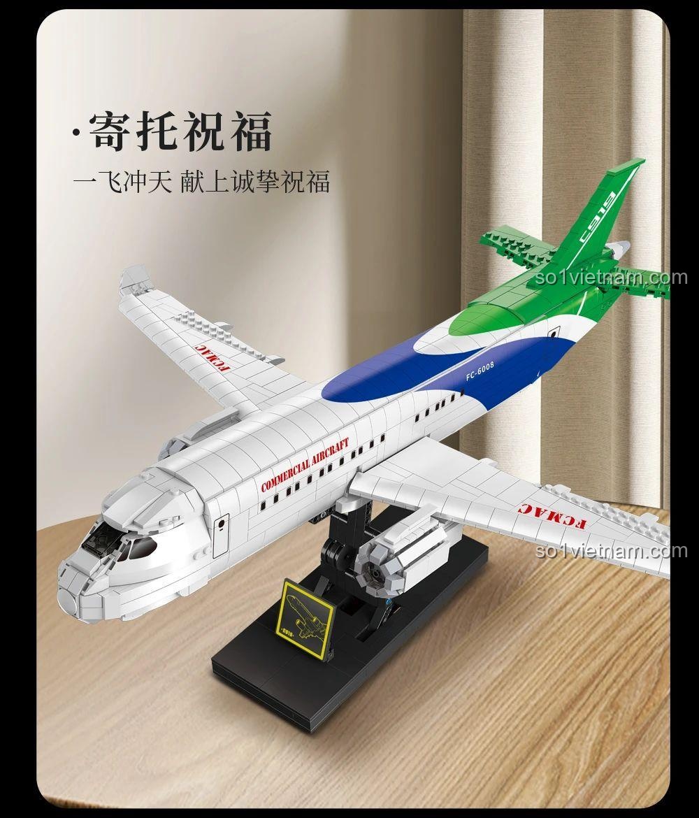 Bộ xếp hình Forange FC6008 Máy bay chở khách, đồ chơi lắp ráp FC6008, mang ý nghĩa phước lành, giá tiết kiệm cho bé trai 6 tuổi