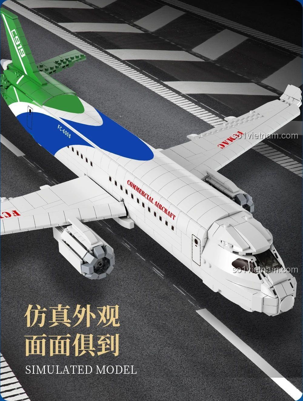 Bộ lắp ghép Máy bay dân dụng Forange FC6008, đồ chơi mô hình Máy bay chở khách, ngoại hình chân thực, giá tốt cho bé trai 6 tuổi