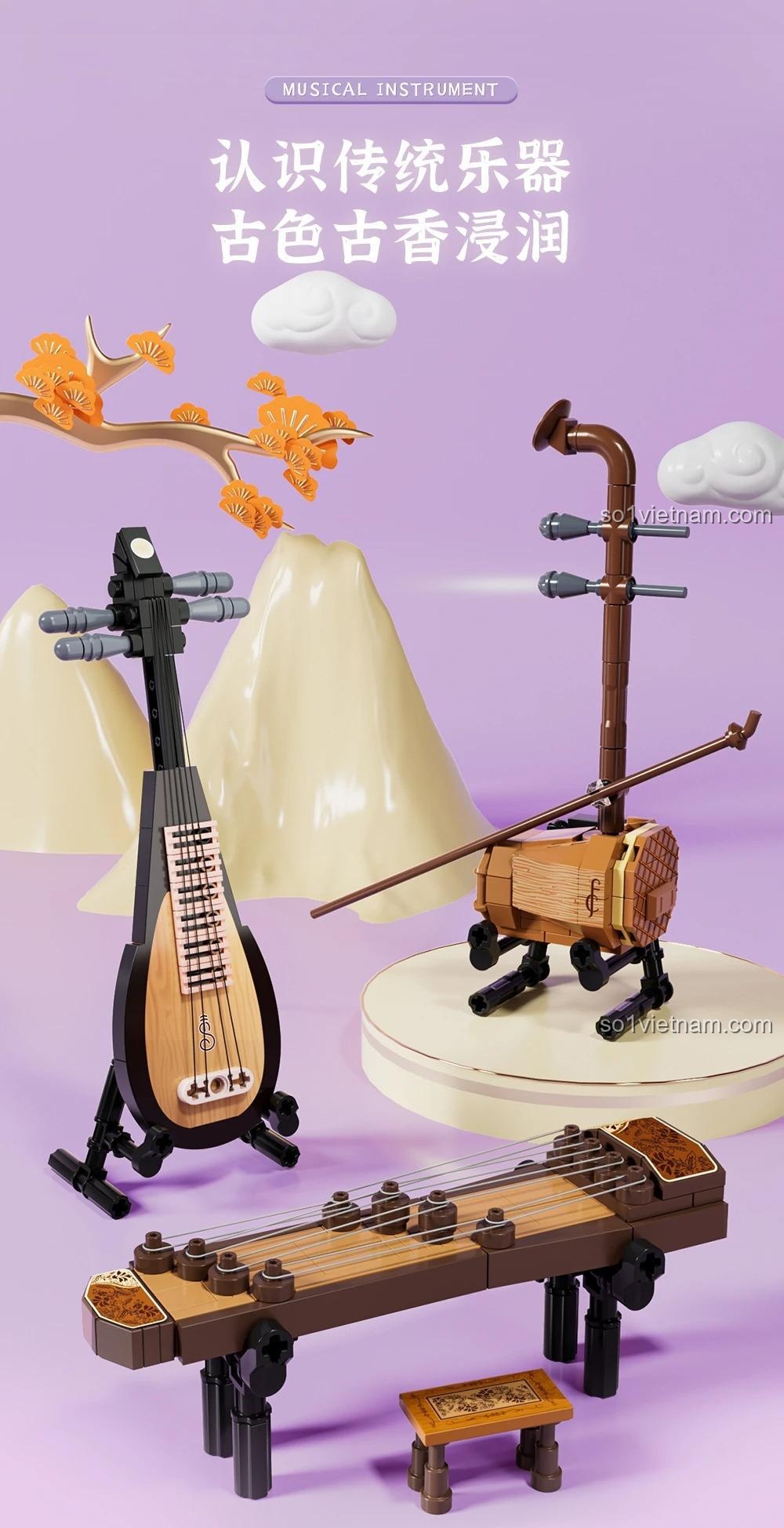 Mô hình Pipa Forange FC8134, bộ lắp ghép nhạc cụ truyền thống, giúp bé 6 tuổi nhận biết văn hóa, đồ chơi giáo dục giá tốt