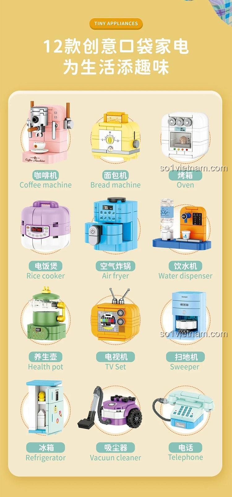 Bộ lắp ghép đồ gia dụng mini Forange FC8139 cầm tay, đồ chơi mô hình 8139 cho bé 6 tuổi