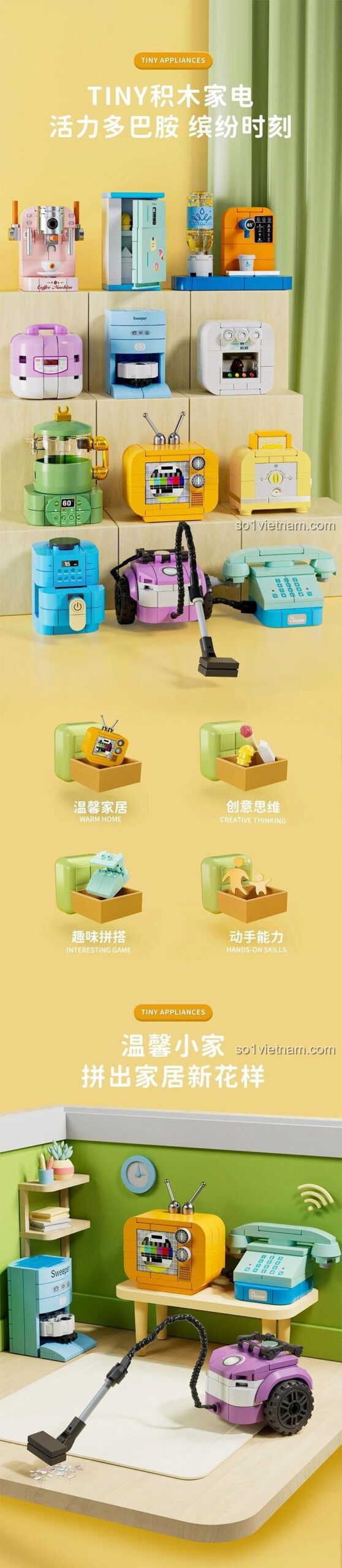 Đồ chơi lắp ghép Forange 12 Mẫu Đồ Gia Dụng Mini FC8139 giúp bé 6 tuổi phát triển sáng tạo, chất lượng cao