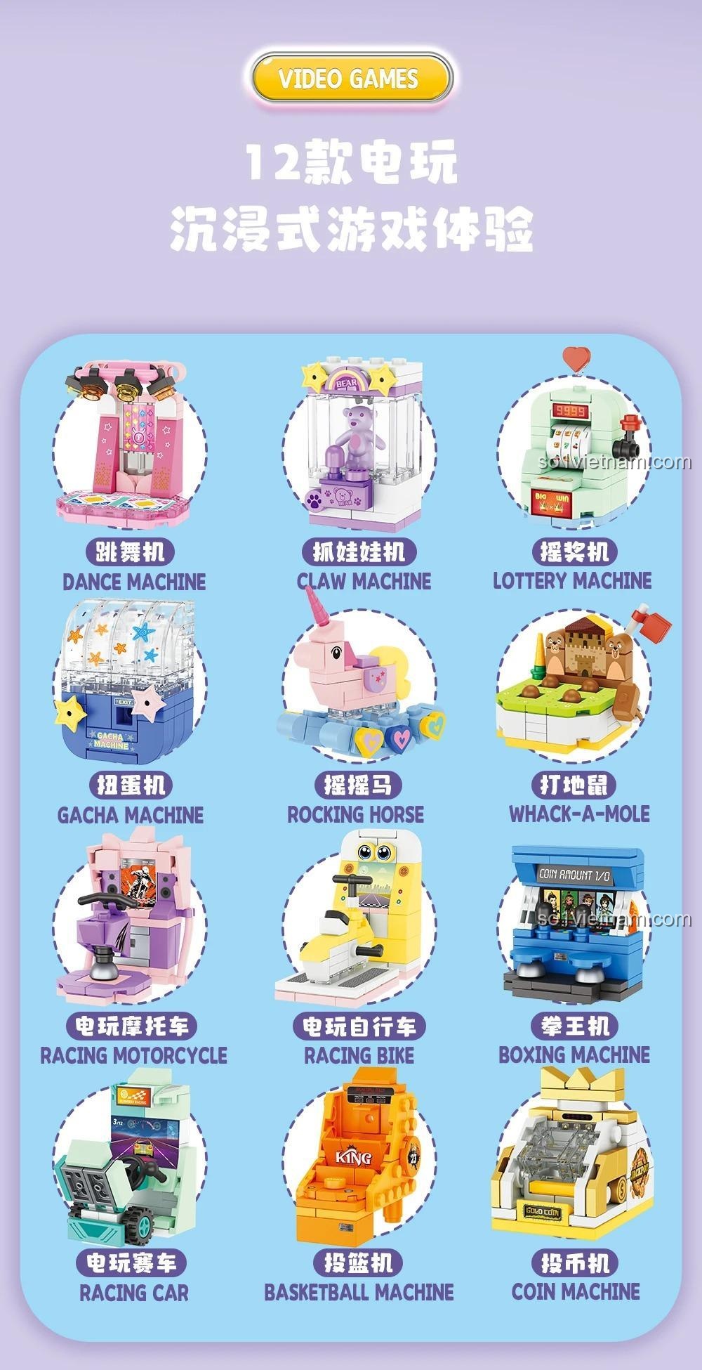Máy Chơi Game Mini Forange FC8151, bộ 12 mẫu máy chơi game arcade, đồ chơi mô hình cho bé 6 tuổi, giá trị cao, rèn luyện sự khéo léo.