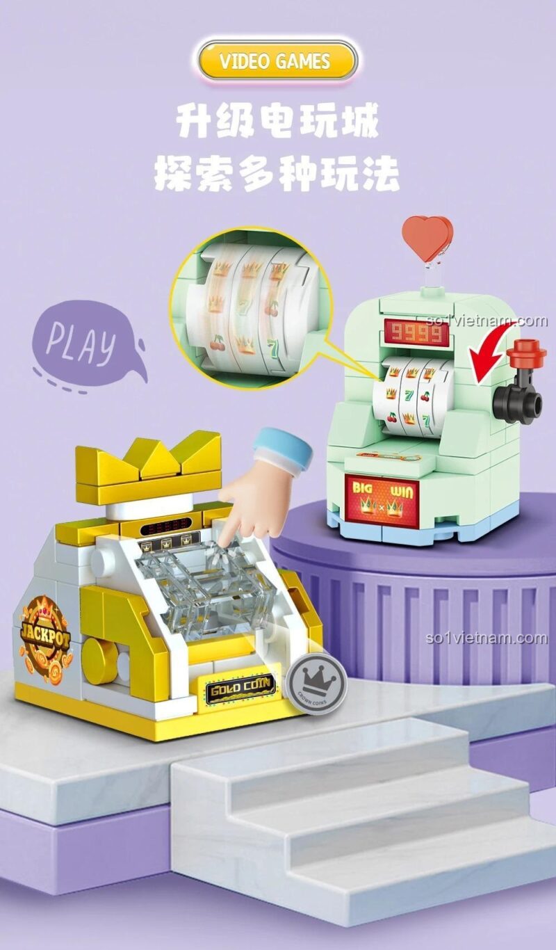 Đồ chơi xếp hình Forange FC8151 Thành Phố Trò Chơi Điện Tử, mô hình máy xổ số và máy gacha, đồ chơi lắp ráp phát triển tư duy cho bé 6 tuổi, giá hời.