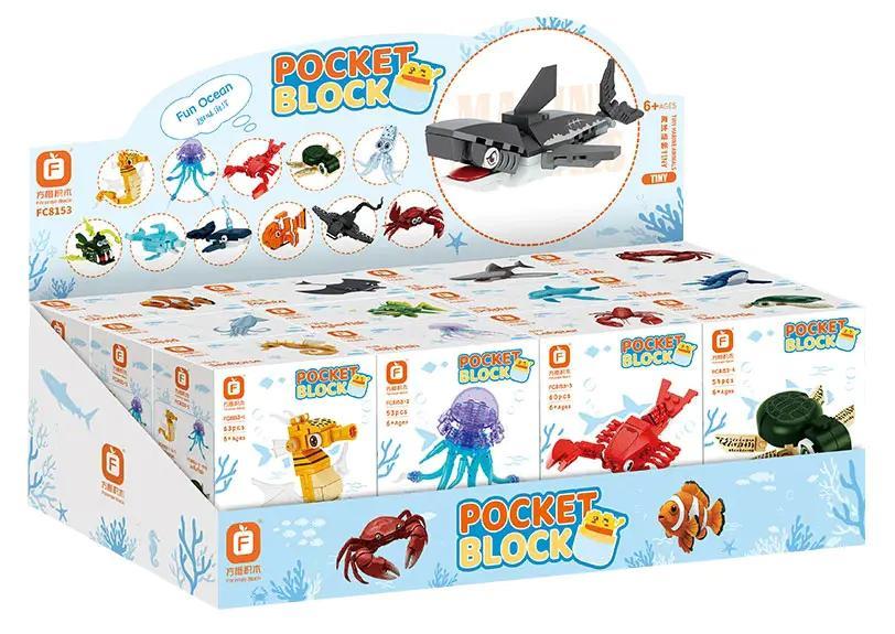 Bộ lắp ghép động vật biển Forange FC8153 giá tốt, hộp trưng bày 12 mẫu động vật biển mini cho bé 6 tuổi, phát triển tư duy sáng tạo.