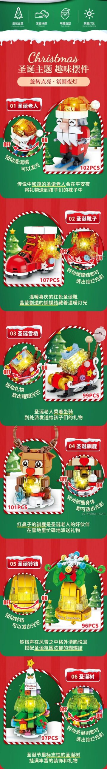 Mô hình Giày Giáng Sinh từ Bộ Lắp Ghép Mô Hình Giáng Sinh Đèn LED 9 Mẫu Forange FC8287