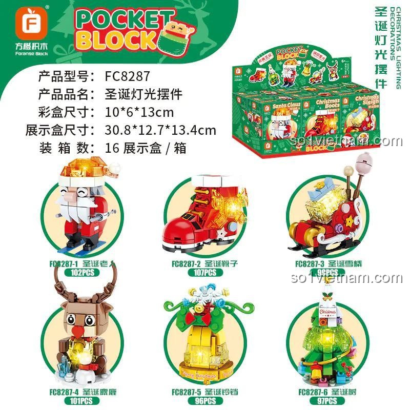 Mô tả sản phẩm Bộ Lắp Ghép Mô Hình Giáng Sinh Đèn LED 9 Mẫu Forange FC8287