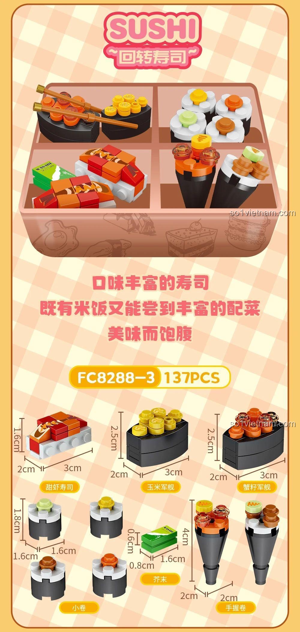 Mô hình sô cô la Bộ Sưu Tập Mini Hộp Cơm Mini 6 Món Forange FC8288