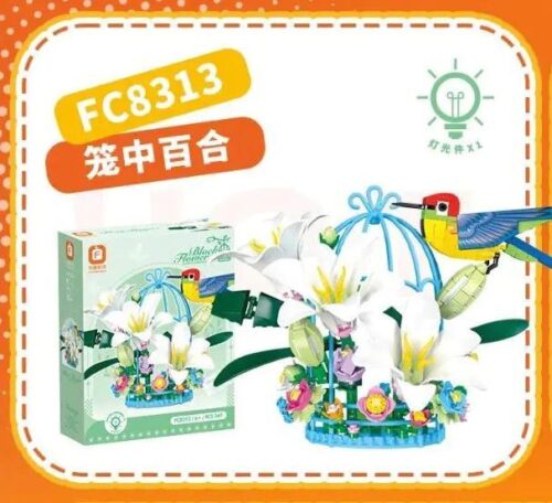 Bộ lắp ghép Forange FC8313 Lồng Hoa Lily với mô hình chim và hoa, có đèn LED, dành cho bé gái 14 tuổi, giá tốt