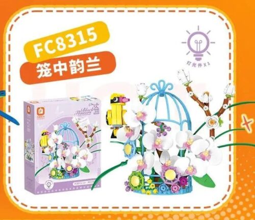 Forange FC8315 Lồng Đèn Hoa Lan bộ lắp ghép có đèn LED, mô hình hoa lan trắng và hồng, lồng đèn xanh dương, đồ chơi sáng tạo cho bé gái 6 tuổi