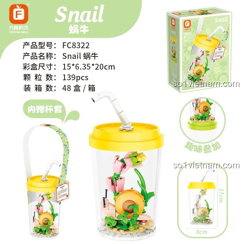 Chi tiết hộp sản phẩm Forange FC8322 Mô hình ốc sên, bộ lắp ghép sáng tạo cho bé 6 tuổi, 139 chi tiết, tương thích LEGO®, giá tốt