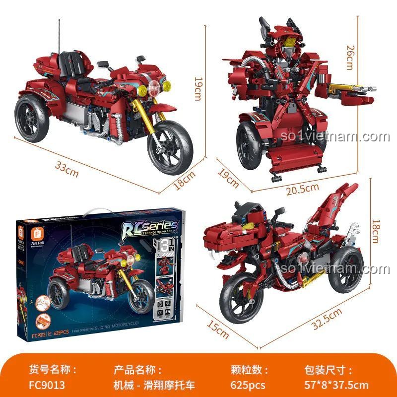 Kích thước hộp và mô hình Forange FC9013 Xe máy lượn cho bé trai 6 tuổi