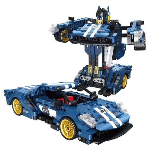 Bộ lắp ghép Forange FC9115 Engine Morph Biến Hình - Xe Ford GT và Robot biến hình, màu xanh dương, 609 chi tiết, đồ chơi Technic cho bé trai 6 tuổi