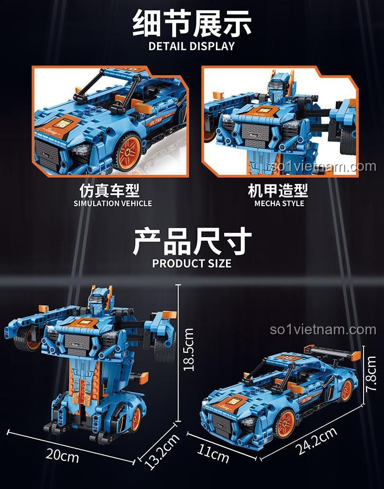 Forange FC9116 Bộ đồ chơi lắp ráp Xe biến hình Robot xanh cam 611 chi tiết