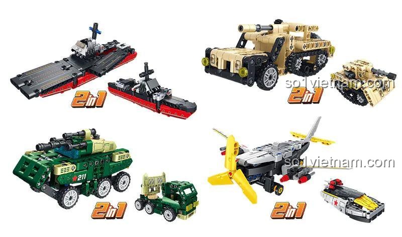 Bộ lắp ghép quân sự Forange FC9312 với các mẫu lắp ráp 2 trong 1