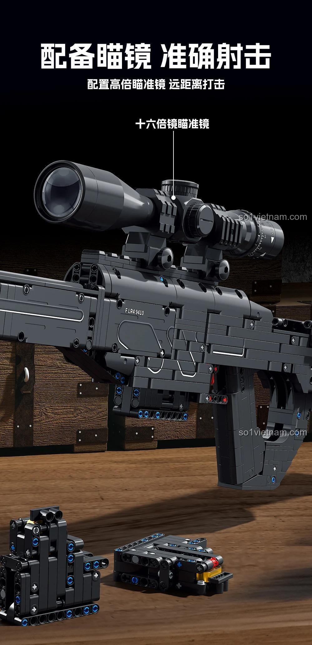 Mô hình súng trường AWM FC9407 Forange với ống ngắm có thể tháo rời, tỉ lệ 1:1, có thể bắn đạn nhựa, chân chống gấp gọn, băng đạn tháo rời, dành cho bé trai 6 tuổi