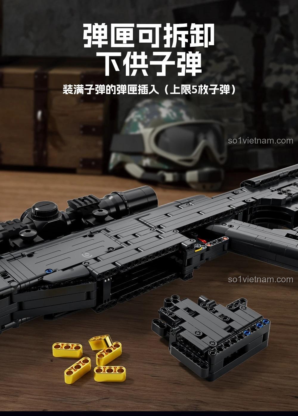 Mô hình súng trường AWM FC9407 Forange với băng đạn có thể tháo rời, tỉ lệ 1:1, có thể bắn đạn nhựa, chân chống gấp gọn, ống ngắm tháo rời, dành cho bé trai 6 tuổi