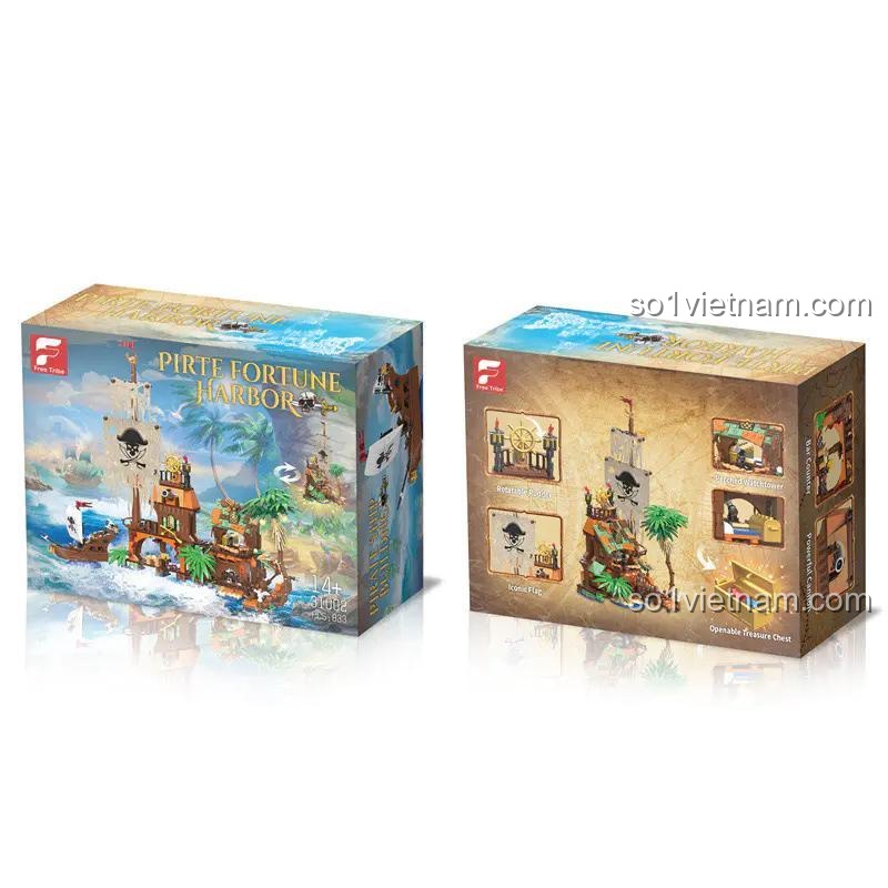 Hộp bộ lắp ghép Free Tribe 31002 Cảng Hải Tặc, đồ chơi lắp ghép cho Con trai 6 tuổi, giá rẻ
