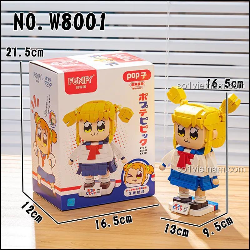 Kích thước hộp và mô hình POP子 và PIPI美, FUNIFY W8001, bộ lắp ghép, nhân vật hoạt hình, phù hợp cho bé gái 14 tuổi