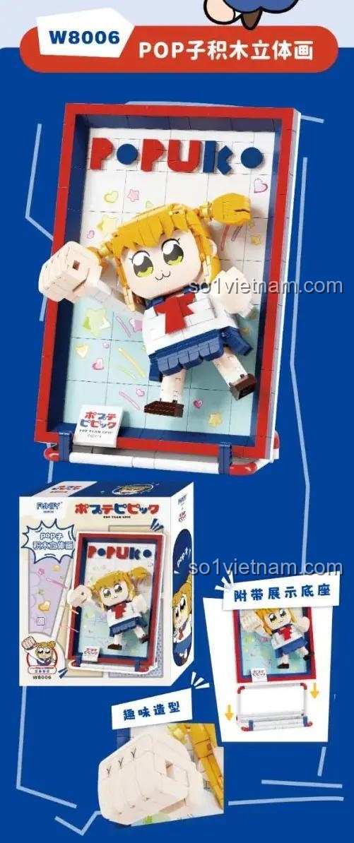 Mô hình Popuko Lắp Ráp 3D FUNIFY W8006 và hộp sản phẩm