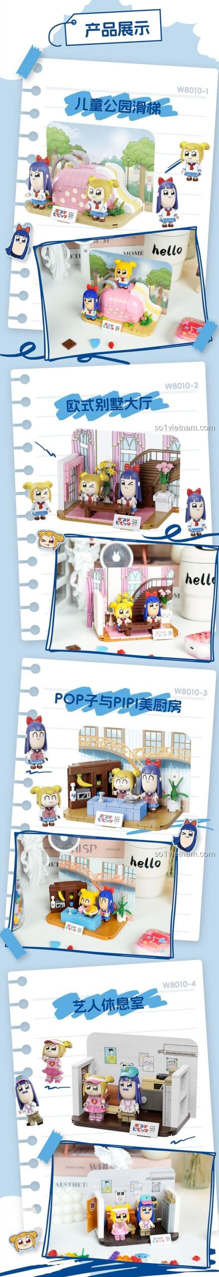 Chi tiết mô hình Công viên trẻ em Pop Team Epic FUNIFY W8010
