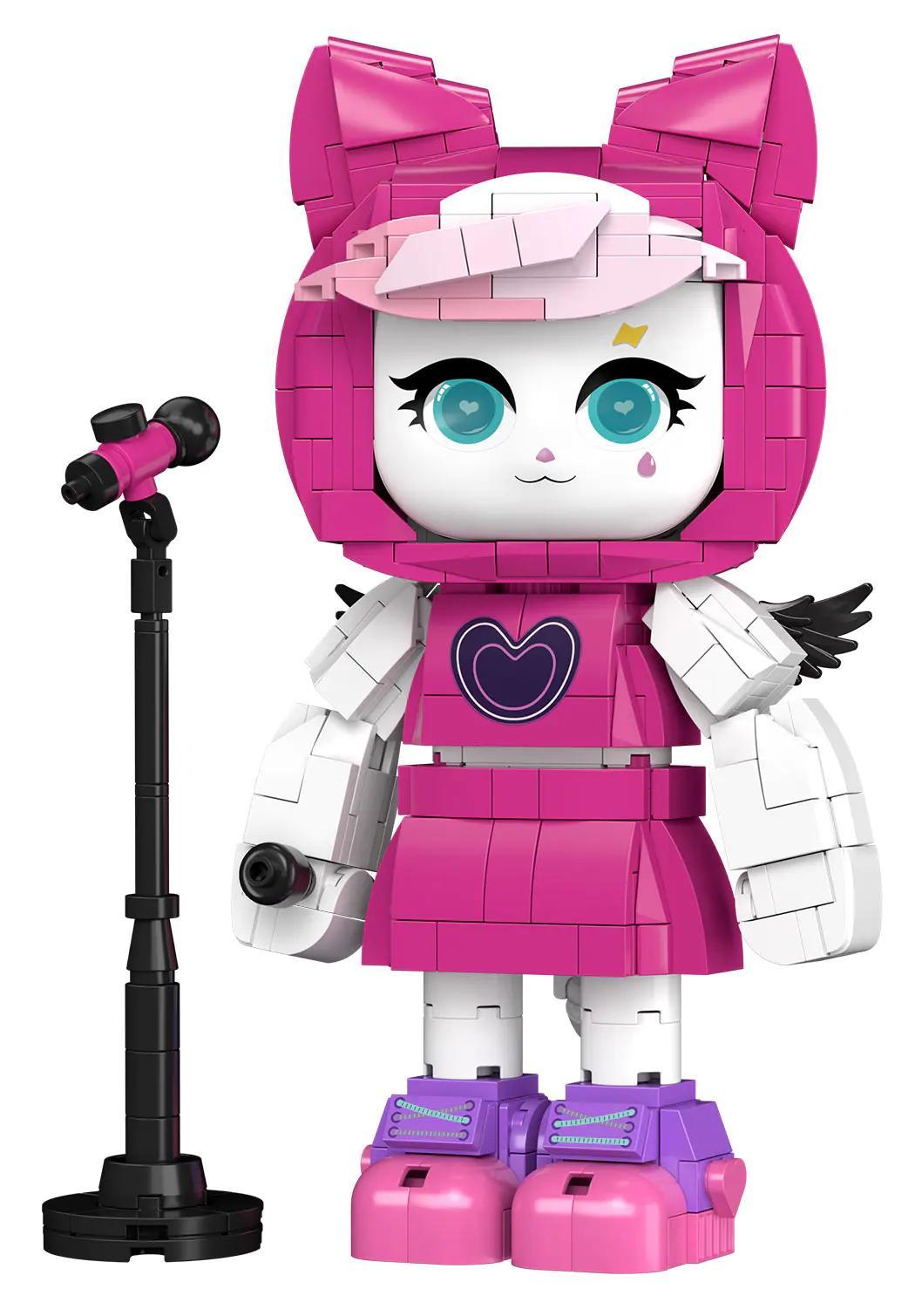 Mô hình Miss M - Ban nhạc Mèo Hát FUNIFY W8100, đồ chơi lắp ghép figure nhân vật hoạt hình màu hồng, trắng, xanh dương cho bé gái 6 tuổi, có micro, Giai điệu Dễ thương, giá tốt