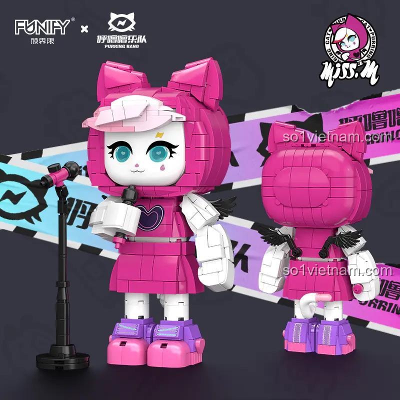 Mô hình Miss M và Ban nhạc Mèo Hát FUNIFY W8100, đồ chơi lắp ghép figure nhân vật hoạt hình màu hồng, trắng, xanh dương cho bé gái 6 tuổi, có micro, Giai điệu Dễ thương, giá tốt