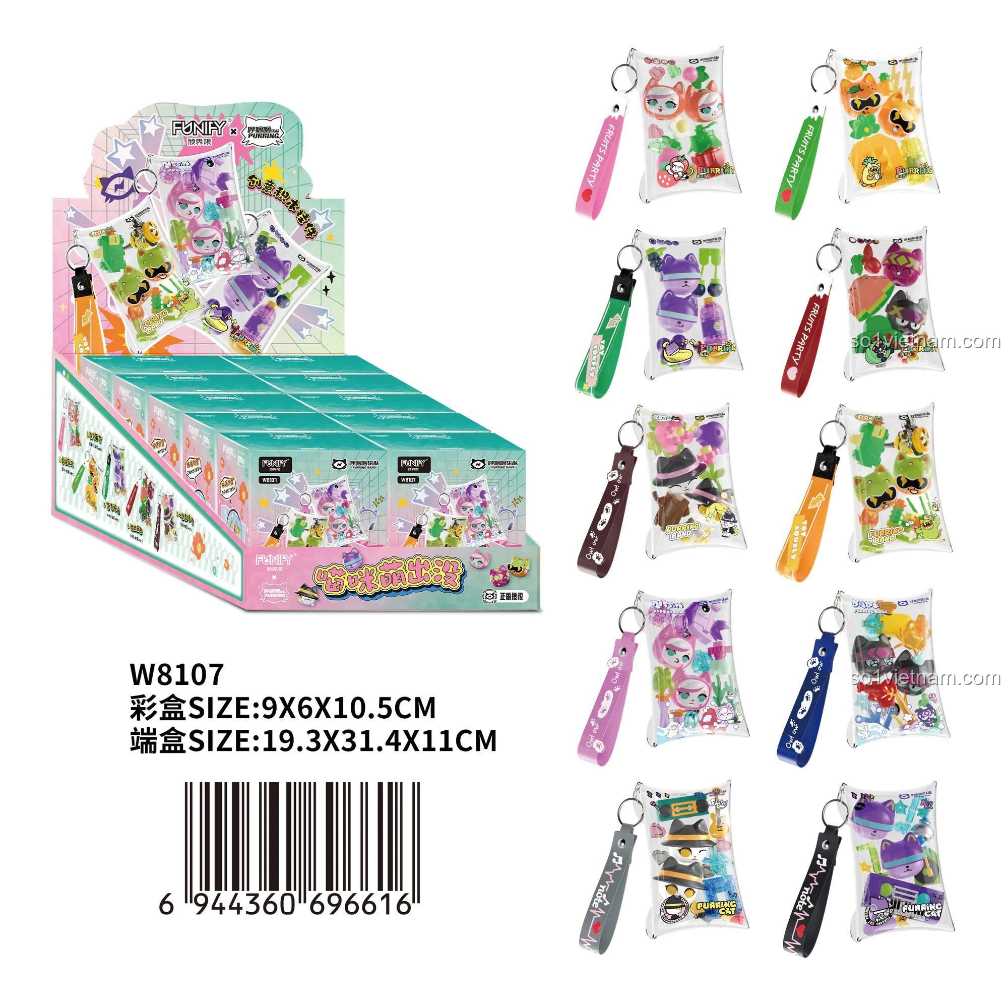 đồ chơi lắp ghép W8107, hộp mù Móc khóa mèo, Mèo dễ thương, cho bé gái 6 tuổi, tiết kiệm