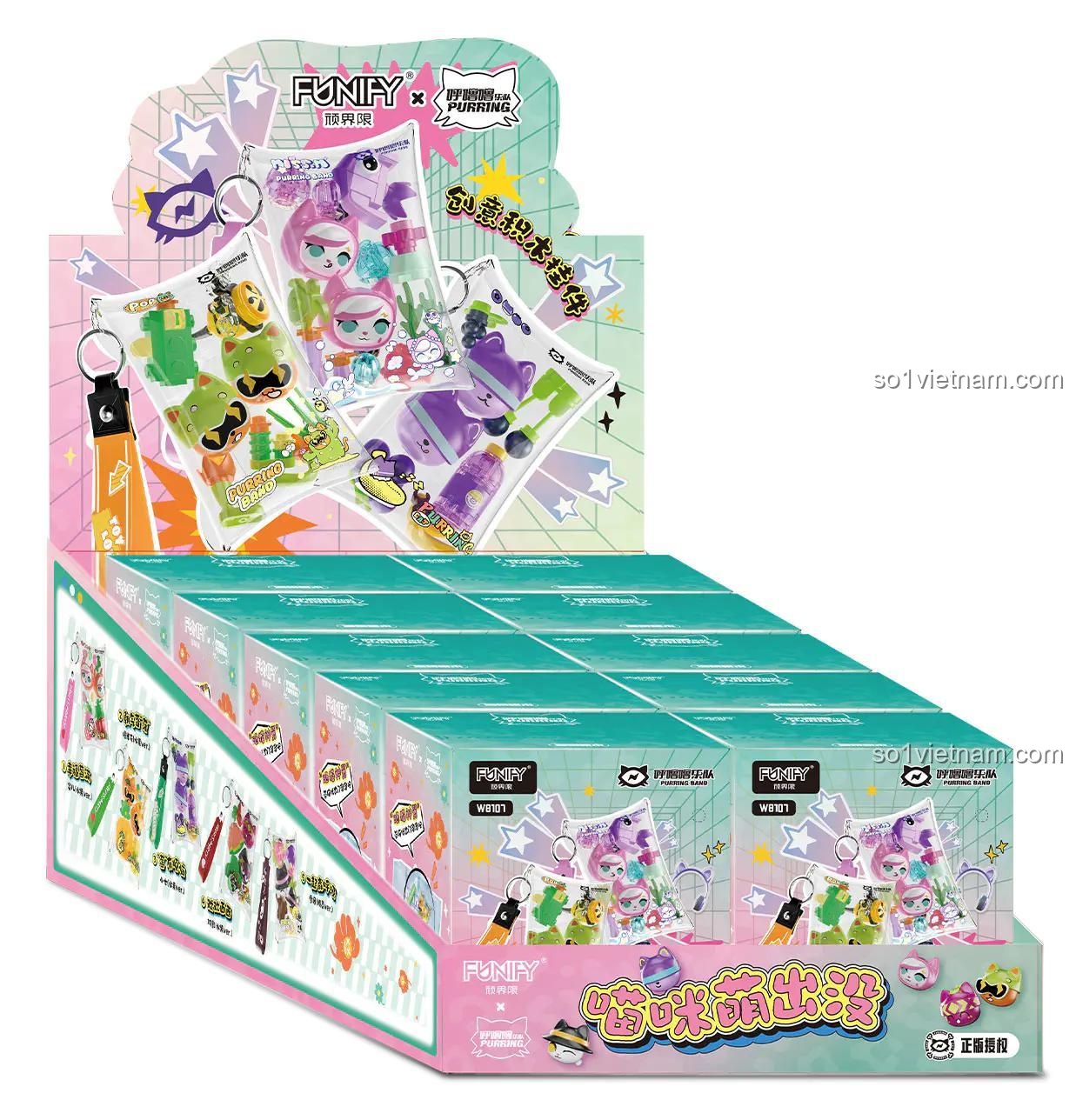 bộ lắp ghép FUNIFY W8107, hộp trưng bày Móc khóa mèo, đồ chơi mô hình, cho bé gái 6 tuổi, giá rẻ