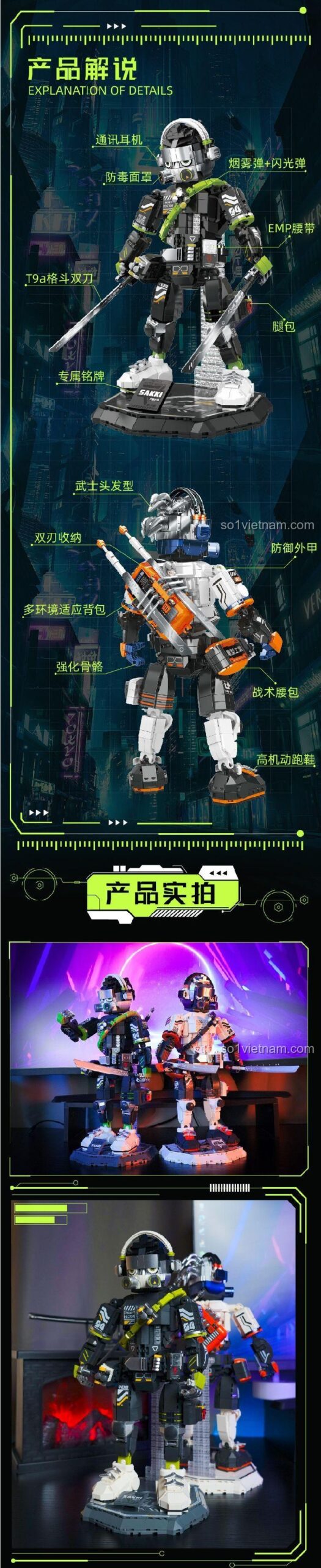Khai niệm thiết kế Project Vector Warrior, mô tả bối cảnh năm 2130, đồ chơi mô hình Chiến Binh Cơ Khí SAKKI và ZENN