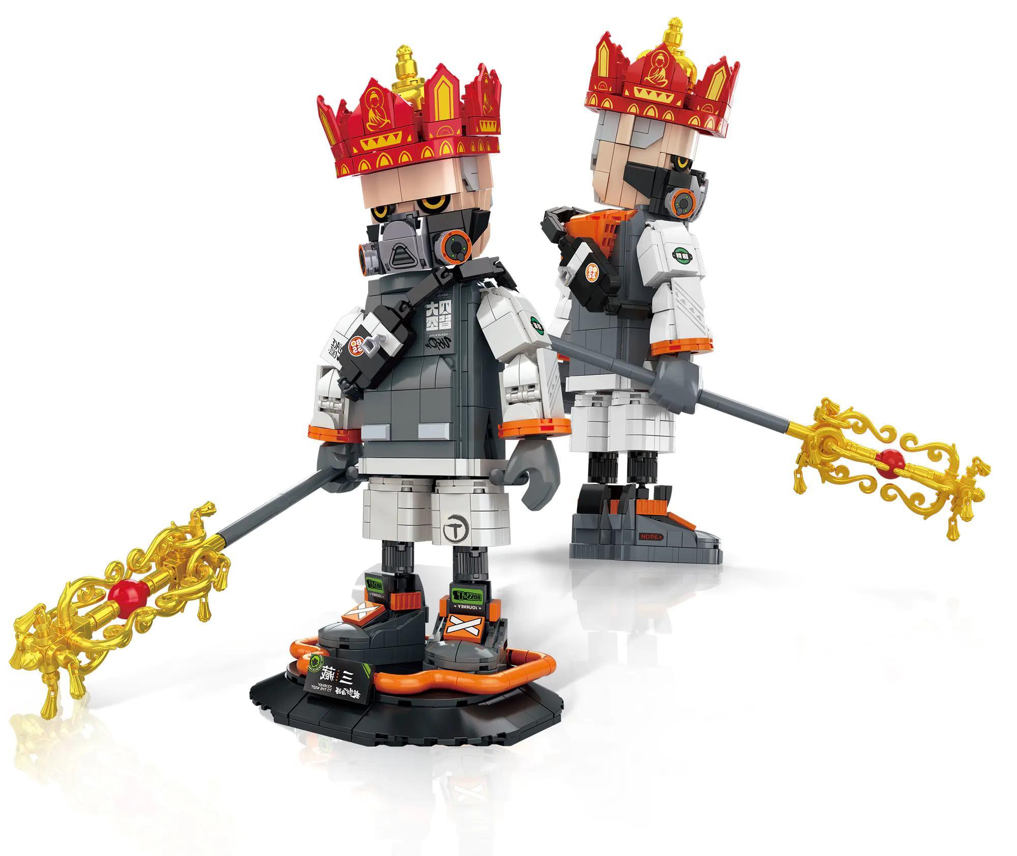 bộ lắp ghép Tam Tạng Cyberpunk FUNIFY W9008, mô hình figure Đường Tăng phong cách Cyberpunk độc đáo, phù hợp bé trai 8 tuổi, chi tiết gậy Như Ý tinh xảo, giá tốt