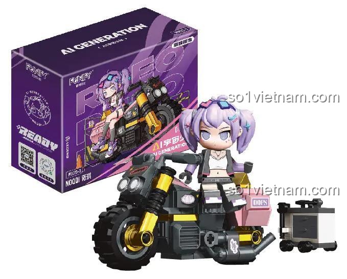 Hộp đồ chơi lắp ráp FUNIFY W9023 Mô tô vũ trụ của nhân vật NOOQI, thiết kế độc đáo, chất lượng cao cho bé gái 8 tuổi