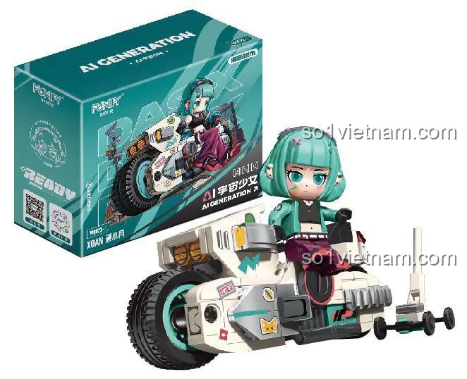 Hộp bộ lắp ghép FUNIFY W9023 Xe mô tô AI của nhân vật XOAN, phong cách tương lai, đáng tiền cho bé 8 tuổi