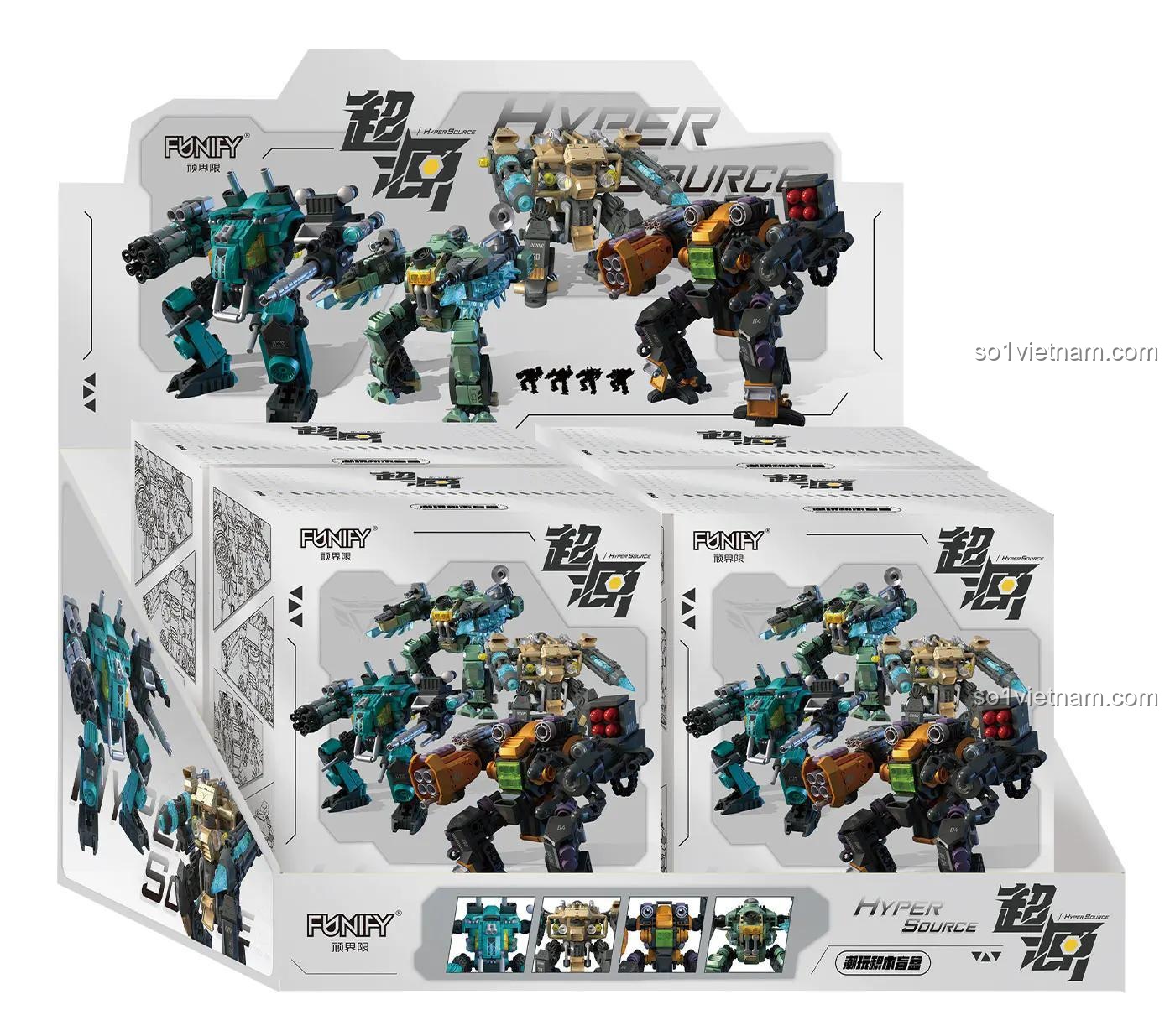 Hộp mù Robot Hyper Source FUNIFY W9033, bộ đồ chơi lắp ghép 4 mẫu độc đáo, đồ chơi mô hình cho bé trai 6 tuổi tiết kiệm