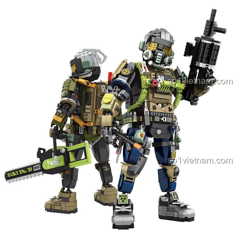 Vũ khí và phụ kiện của mô hình FUNIFY W9100 Apocalyptic Survivor Hans, đồ chơi xếp hình