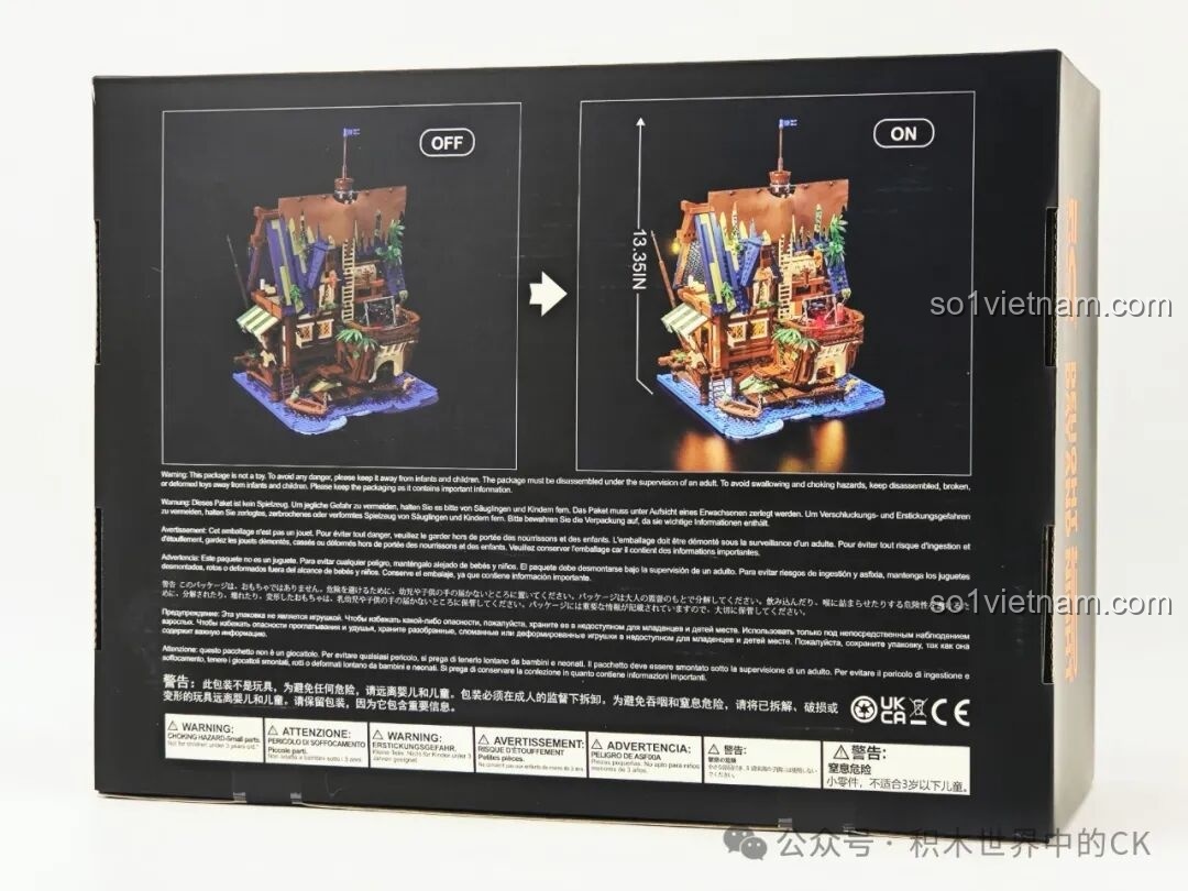 Mặt sau hộp Funwhole F9011 Quán Rượu Bến Tàu Thời Trung Cổ hiển thị hiệu ứng đèn LED 