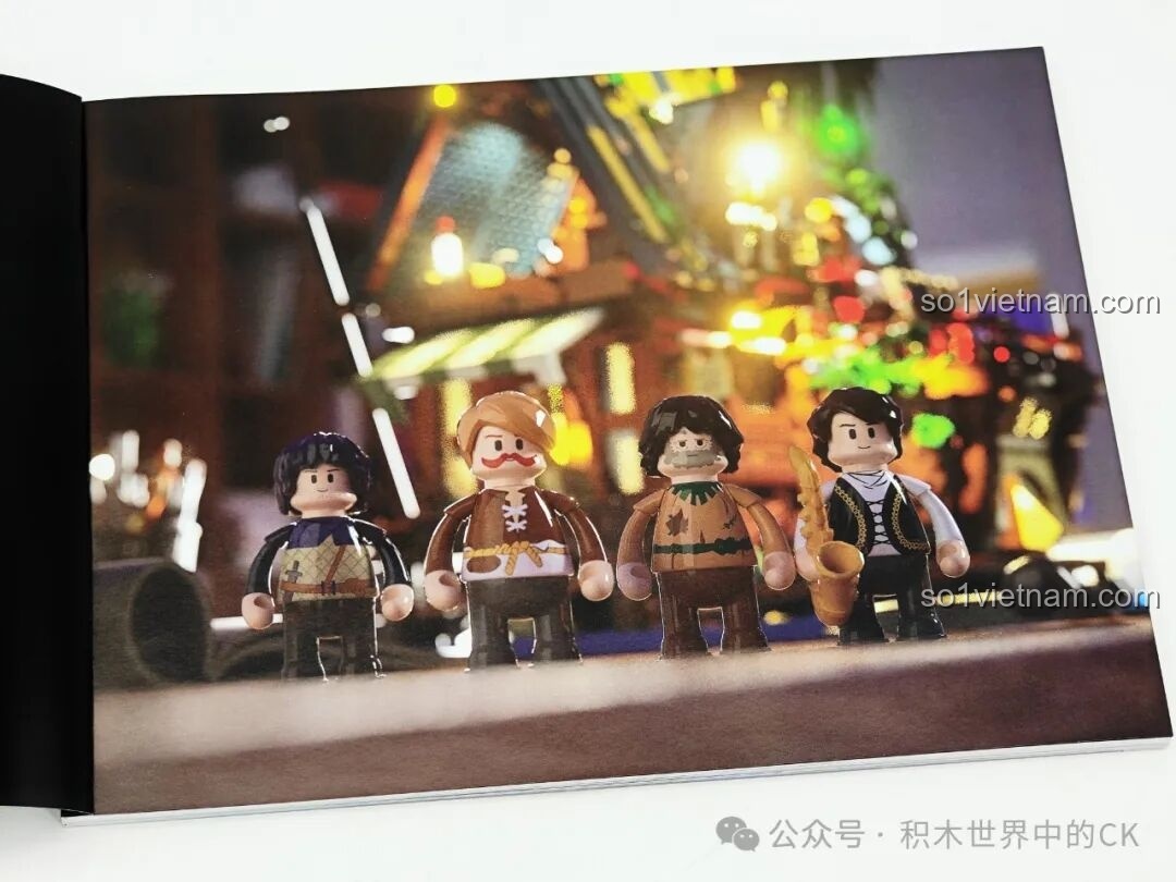 Trang giới thiệu các nhân vật minifigure trong sách hướng dẫn của Funwhole F9011 Quán Rượu Bến Tàu.