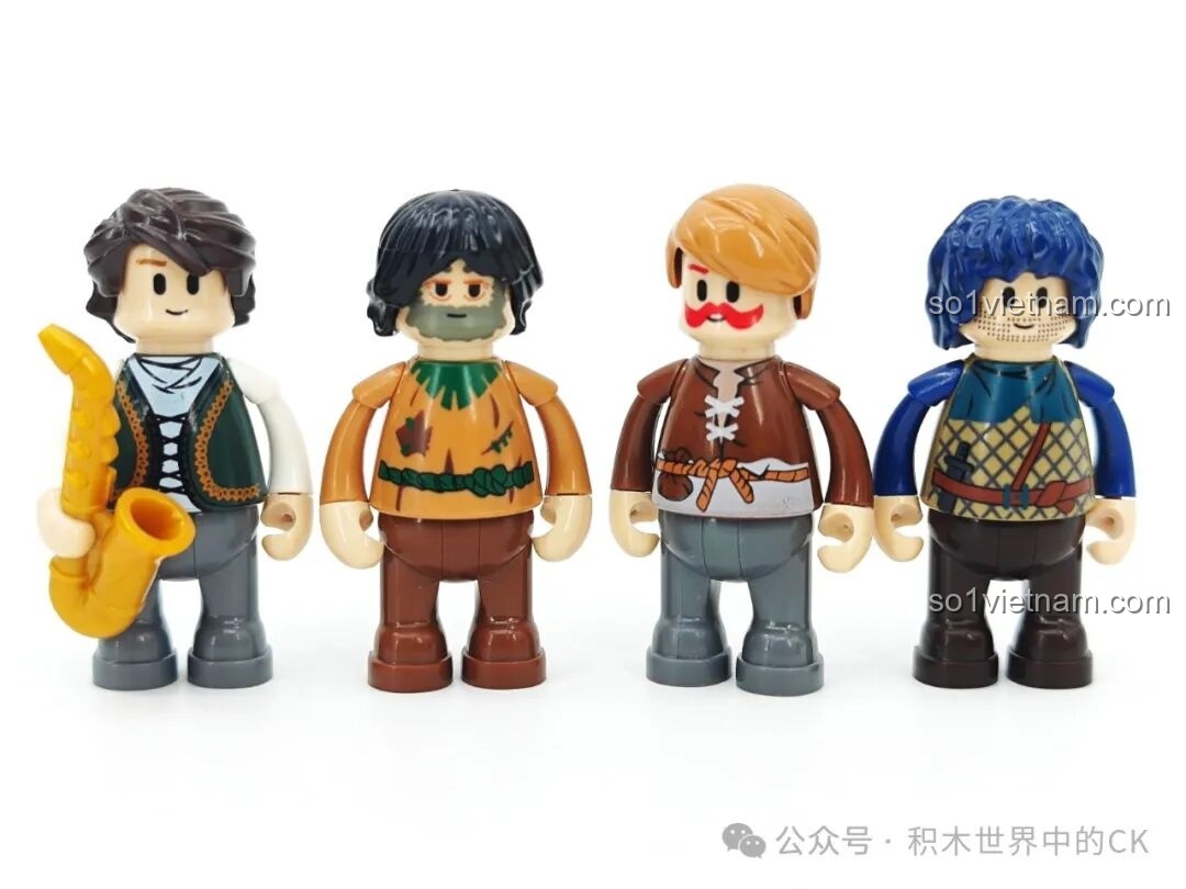 Bốn nhân vật minifigure độc đáo của bộ Funwhole F9011 Quán Rượu Bến Tàu Thời Trung Cổ.